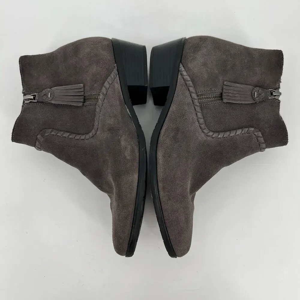 Jack Rogers Dylan Waterproof Ankle Bootie Womens 9.5M Gray Suede Leather Western
